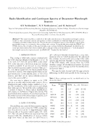 Radio Identification and Continuum Spectra of Decameter-Wavelength
