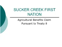 Agricultural Benefits Claim Pursuant to Treaty 8 TODAY’S PRESENTATION