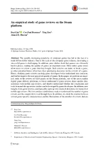 An Empirical Study of Game Reviews on the Steam Platform