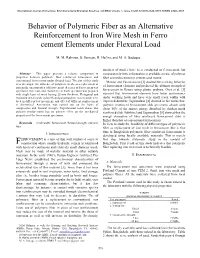 Behavior of Polymeric Fiber As an Alternative Reinforcement to Iron Wire Mesh in Ferro Cement Elements Under Flexural Load