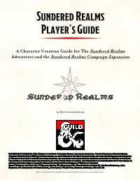 Sundered Realms Player's Guide