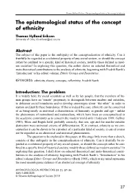 The Epistemological Status of the Concept of Ethnicity