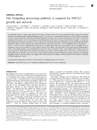 The Hedgehog Processing Pathway Is Required for NSCLC Growth and Survival