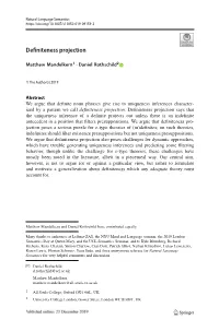 Definiteness Projection, Schematically