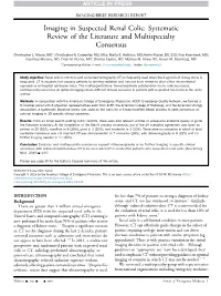 Imaging in Suspected Renal Colic: Systematic Review of the Literature and Multispecialty Consensus