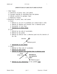 Lab 01: Orientations of Lines & Planes