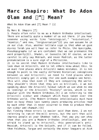 Marc Shapiro: What Do Adon Olam and ס&#8221;ט