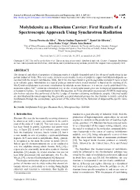 Molybdenite As a Rhenium Carrier: First Results of a Spectroscopic Approach Using Synchrotron Radiation