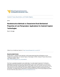 Nondestructive Methods to Characterize Rock Mechanical Properties at Low-Temperature: Applications for Asteroid Capture Technologies