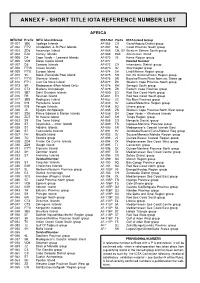 Short Title Iota Reference Number List