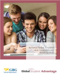 International Student Health Certificate Group Coverage