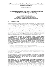 2016 16 Errors Due to Use of the AGA8 Equation of State
