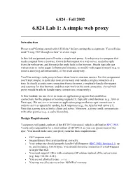 6.824 Lab 1: a Simple Web Proxy