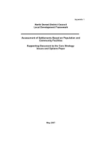 Assessment of Settlements Based on Population and Community Facilities