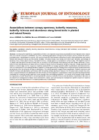 Associations Between Canopy Openness, Butterfly Resources
