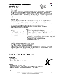 DINING out What to Order When Dining Out…