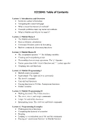 ECE3040: Table of Contents