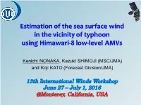 Estimation of the Sea Surface Wind in the Vicinity of Typhoon Using Himawari-8 Low-Level Amvs