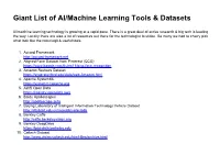 Giant List of AI/Machine Learning Tools & Datasets