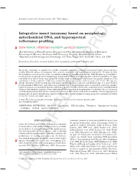 Integrative Insect Taxonomy Based on Morphology, Mitochondrial DNA