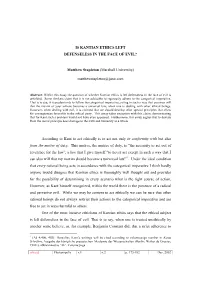 Is Kantian Ethics Left Defenseless in the Face of Evil?