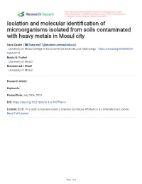Isolation and Molecular Identi Cation of Microorganisms Isolated from Soils