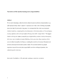 Narratives of the Mystical Among Users of Psychedelics