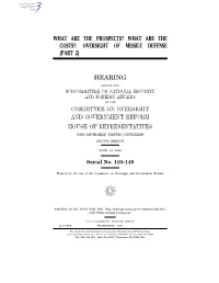 Oversight of Missile Defense (Part 2)