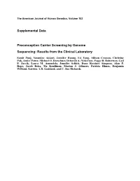 Preconception Carrier Screening by Genome Sequencing: Results from the Clinical Laboratory