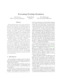 Preventing Privilege Escalation