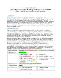 Quick Tips and Tricks: Perl Regular Expressions in SAS® Pratap S