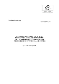 Second Report Submitted by Italy Pursuant to Article 25, Paragraph 1 of the Framework Convention for the Protection of National Minorities