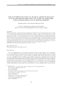 The Informatisation of Public Administration in Poland from the Point of View of Industry and Sustainable Local Development