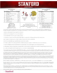 20/20 Stanford Cardinal #9/9 Notre Dame Fighting Irish 8-3 Overall 9-2 Overall Date Opponent Time • Result Date Opponent Time • Result 8.26 Vs