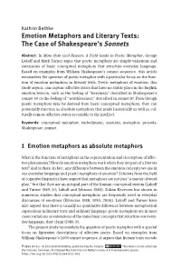 Emotion Metaphors and Literary Texts: the Case of Shakespeare's