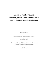Looking for Lovelace: Identity, Style and Inheritance in the Poetry of the Interregnum