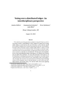 Voting Over a Distributed Ledger: an Interdisciplinary Perspective