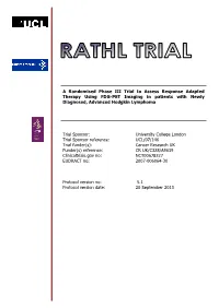 A Randomised Phase III Trial to Assess Response Adapted Therapy Using FDG-PET Imaging in Patients with Newly Diagnosed, Advanced Hodgkin Lymphoma