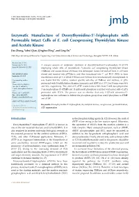 Enzymatic Manufacture of Deoxythymidine-5'-Triphosphate with Permeable Intact Cells of E. Coli Coexpressing Thymidylate Kinase