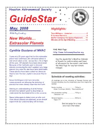 Guidestar  May, 2008 Highlights: at the May 2 Meeting