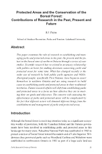 Protected Areas and the Conservation of the Boreal Forest: Contributions of Research in the Past, Present and Future