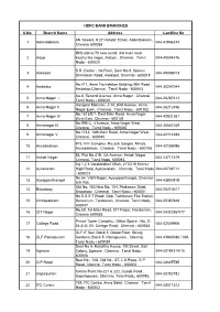 S.No. Branch Name Address Landline No 1 Adambakkam an Towers