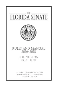 Senate Rules — Table of Contents