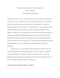 1 the Bond Between Positive and Normative Economics Daniel M