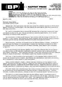 (BP) News Service of Thes Uthem Saptlstconvention Robert J; .O~Rien;News Editor Norman Jameson,· Feettjre Editor