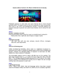 Guide to Noise Control in the Music & Entertainment Industry