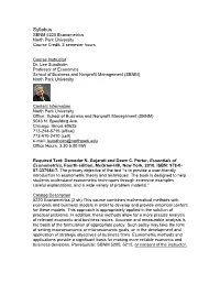 Syllabus SBNM 5220 Econometrics North Park University Course Credit: 2 Semester Hours