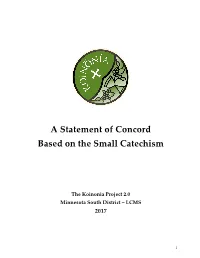 A Statement of Concord Based on the Small Catechism