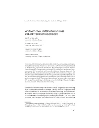 Motivational Interviewing and Self–Determination Theory