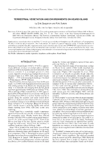 TERRESTRIAL VEGETATION and ENVIRONMENTS on HEARD ISLAND by D.M